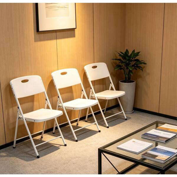 ホールディングチェア HDX Metal Frame White/White Resin Seat Indoor/Outdoor Folding