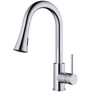 Weybridge Single Handle Pull Down Sprayer Kitchen Faucet in Polished Chrome