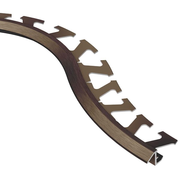 Reno-TK Brushed Antique Bronze Anodized Aluminum 5/16 in. x 8 ft. 2-1/2 in. Metal Radius Reducer Tile Edging Trim
