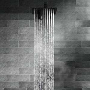 1-Spray Patterns with 1.8 GPM 12 in. Wall Mounted Ultra Thin Rainfall Silicone Nozzle Fixed Shower Head in Matte Black