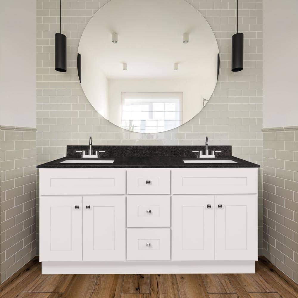 Brookings 60 Inch White Solid Wood Freestanding Bathroom Vanity