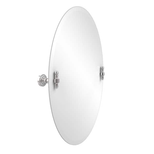 Allied Brass Retro-Dot 21 in. W x 29 in. H Frameless Oval Beveled Edge Bathroom Vanity Mirror in Polished Chrome