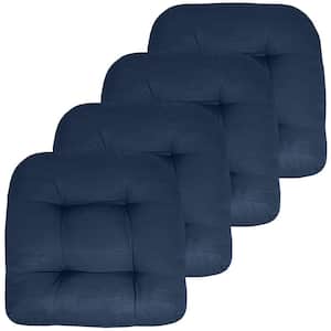 19 in. x 19 in. x 5 in. Solid Tufted Indoor/Outdoor Chair Cushion U-Shaped in Navy Blue (4-Pack)