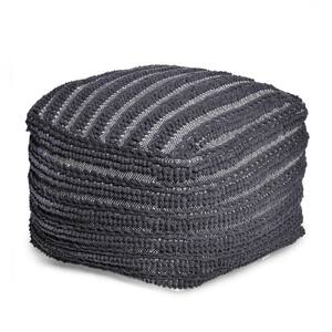 Cecilia Charcoal Large Handcrafted Fabric Square Pouf