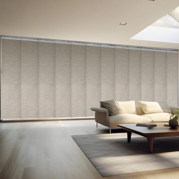 EMOH Hemp 140 in. x 260 in. W x 94 in. L Adjustable 12-Panel, Satin Nickel Double Rail Panel Track with 23.5 in. Slates