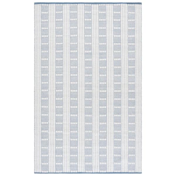 Vermont 5 ft. x 8 ft. Blue/Ivory Striped Lattice Area Rug