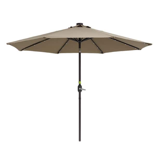 Unbranded Large 9 ft. Steel Market Solar Patio Umbrella in Taupe