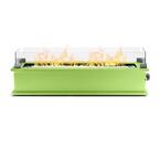 Loom X Blossom 28.9 in. L x 9.25 in. W Outdoor Rectangular Steel Liquid Propane Tabletop Fire Pit in Lime Green