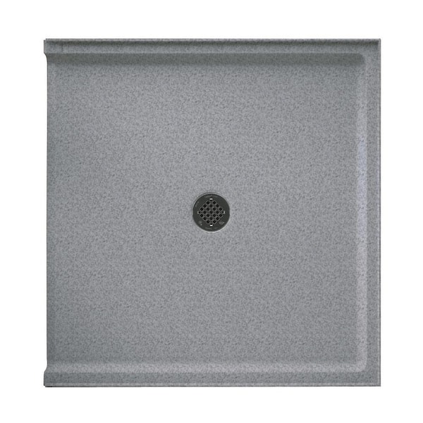 Swan Swanstone 38 in. L x 37 in. W Alcove Shower Pan Base with Center Drain in Gray Granite