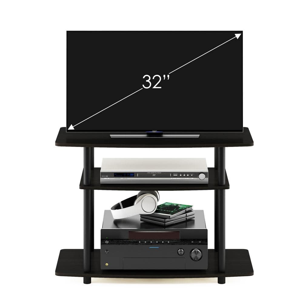 Espresso Black PVC Composite 3-Tier TV Stand with Mount