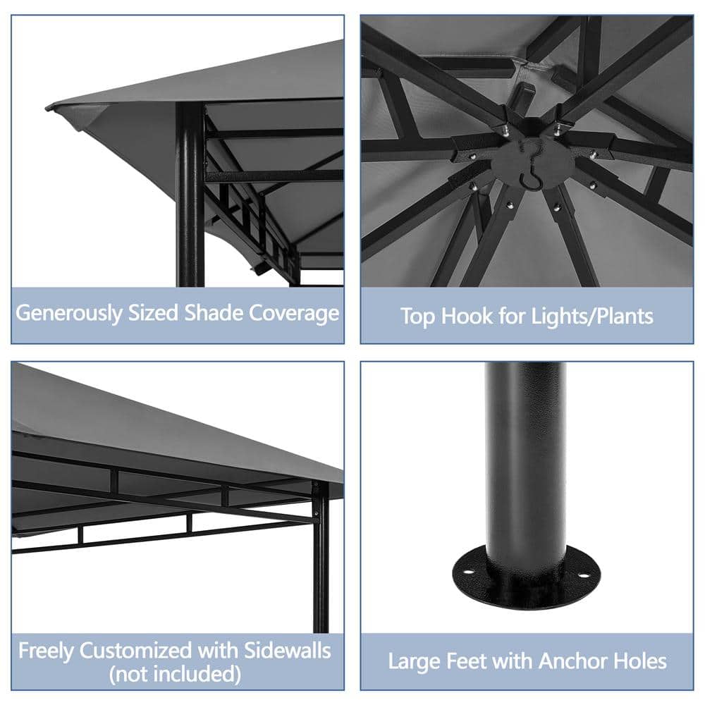 Gray Steel 11x11ft Water-Resistant Patio Gazebo