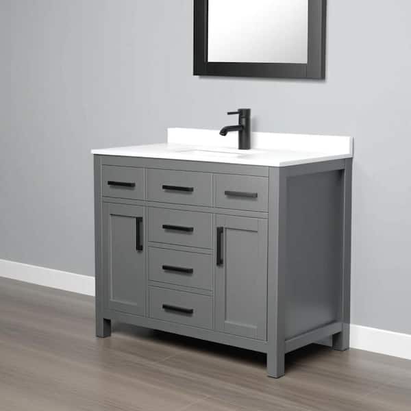Beckett 42 in. W x 22 in. D x 35 in. H Single Sink Bathroom Vanity in Dark Gray with White Cultured Marble Top