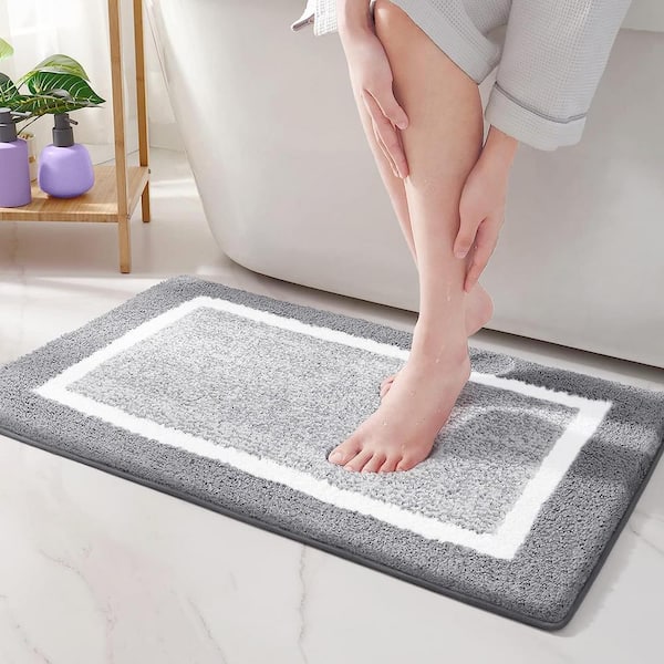 Soft Shaggy Bath Mat - Super Absorbent, Non-Slip Bathroom Floor Rug In Modern Solid Color (Large Rectangle)