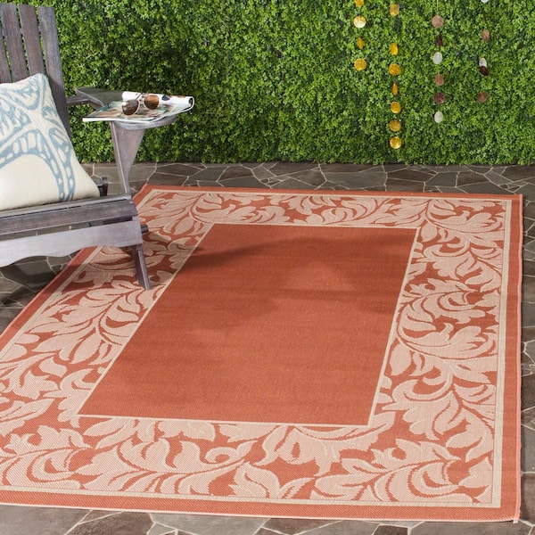 Courtyard Terracotta/Natural Doormat 2 ft. x 4 ft. Border Indoor/Outdoor Patio Area Rug