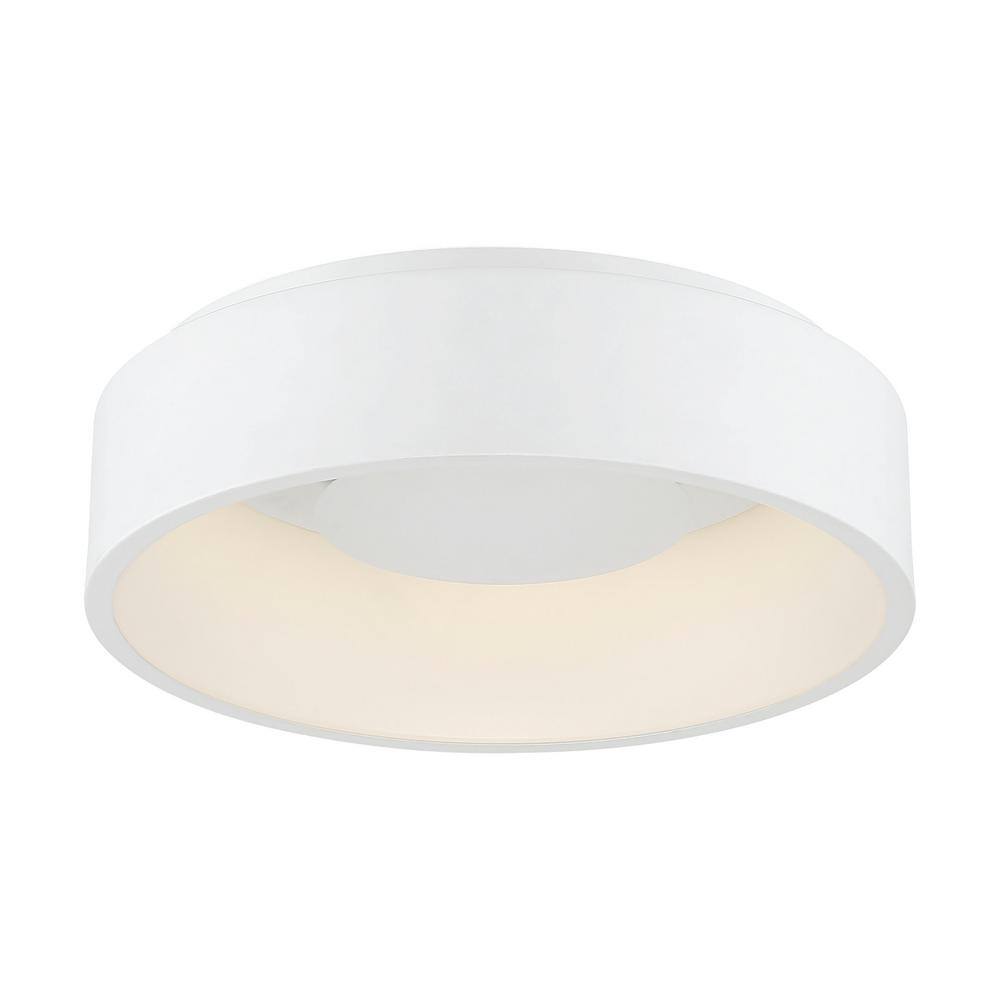 White Glass LED Drum Flush Mount Ceiling Light
