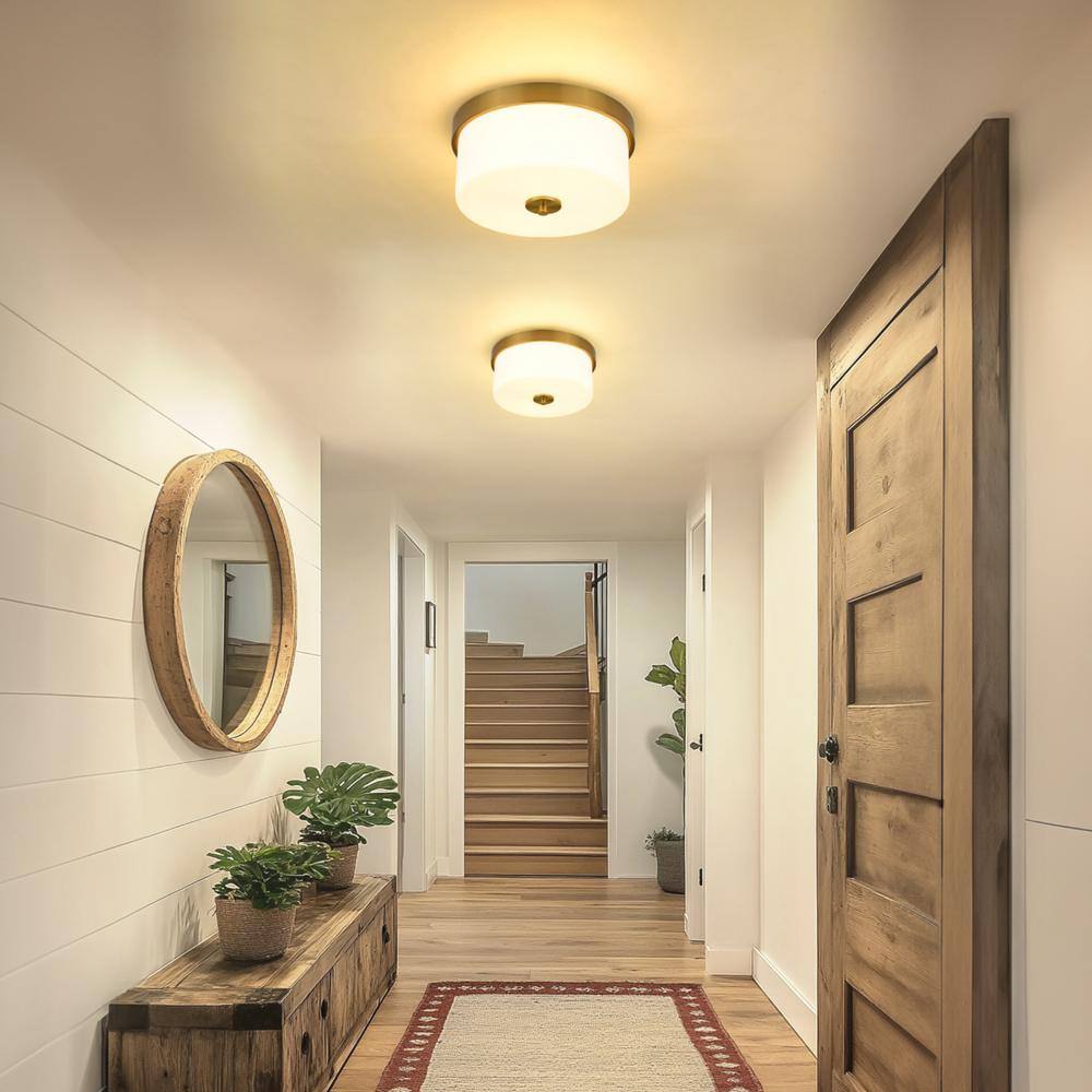 Brushed Gold and Frosted Glass Flush Mount Ceiling Light