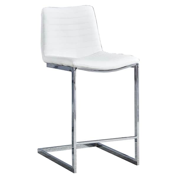 Best Master Furniture Blanca White Faux, White Leather Bar Height Chairs