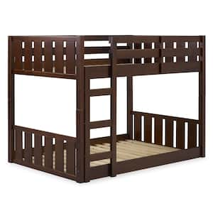 Welwick Designs Walnut Solid Wood Modern Twin Bunk Bed With Integrated ...