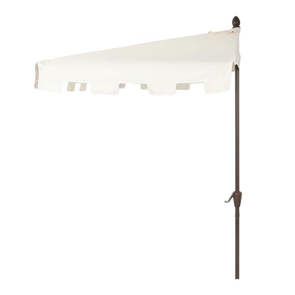 Sidney Cream Aluminum Half Market Patio Umbrella with Crank