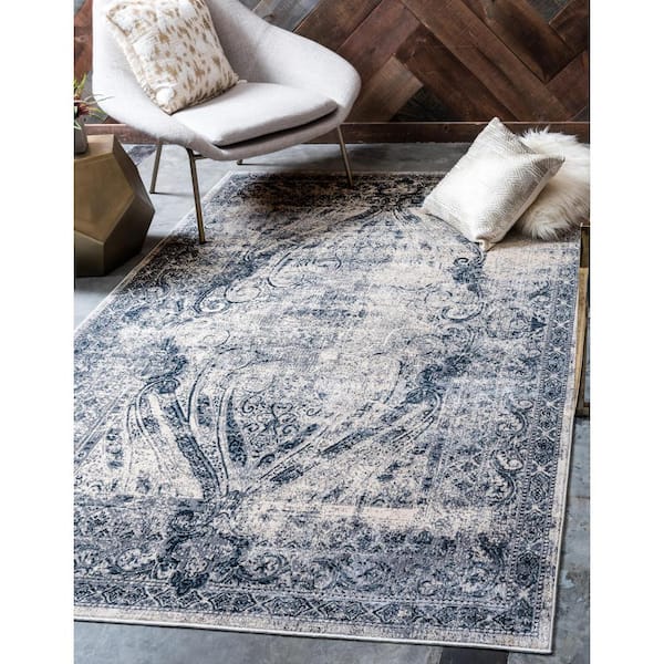 Chateau Collection Area Rug - Wilson (9 ft.  x 12 ft. Rectangle Dark Blue/Gray)