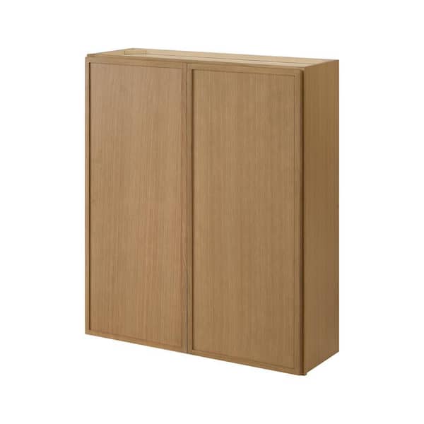 Hampton Bay Leyton 36 in. W x 12 in. D x 42 in. H Ready to Assemble Plywood Slim Shaker Wall Kitchen Cabinet in White Oak