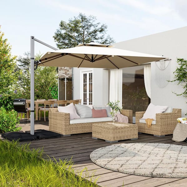 cantilever patio umbrella 8 foot Formosa Covers 10 ft Supported Bar Rib Replacement Canopy Taupe one_size post umbrellas Galtech 779 8x11' Oval Deluxe
