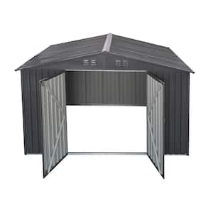 8 ft. W x 12 ft. D Outdoor Metal Shed with Lockable Door and Shutter Vents, Utility Tool House, Gray (96 sq. ft.)