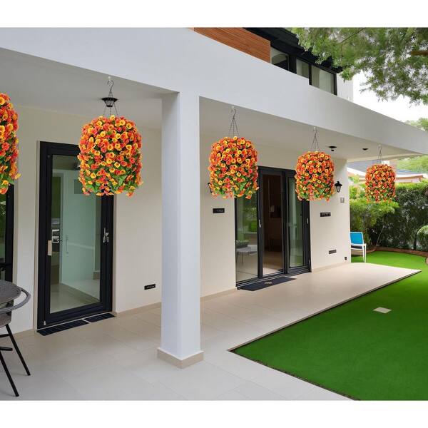 25 in. Orange Indoor/Outdoor Artificial Artificial morning