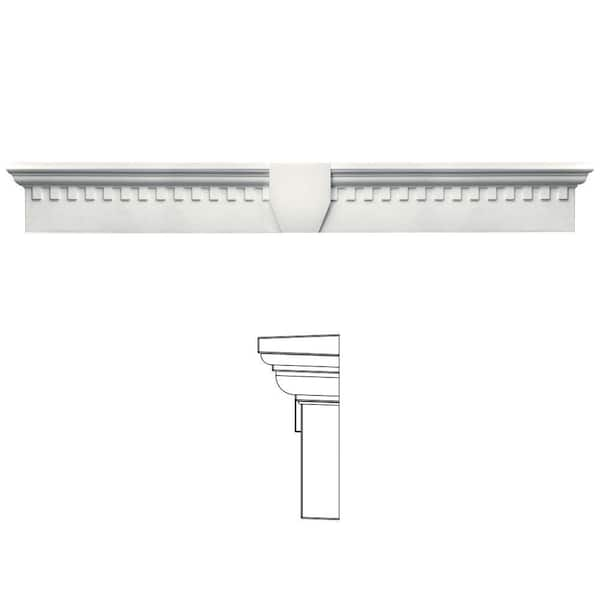 Builders Edge 9 in. x 73 5/8 in. Classic Dentil Window Header with Keystone in 123 White