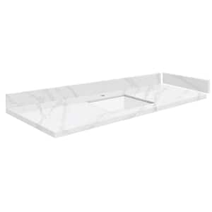 Silestone 55 in. W x 22.25 in. D Quartz White Rectangular Single Sink Vanity Top in Calacatta Gold