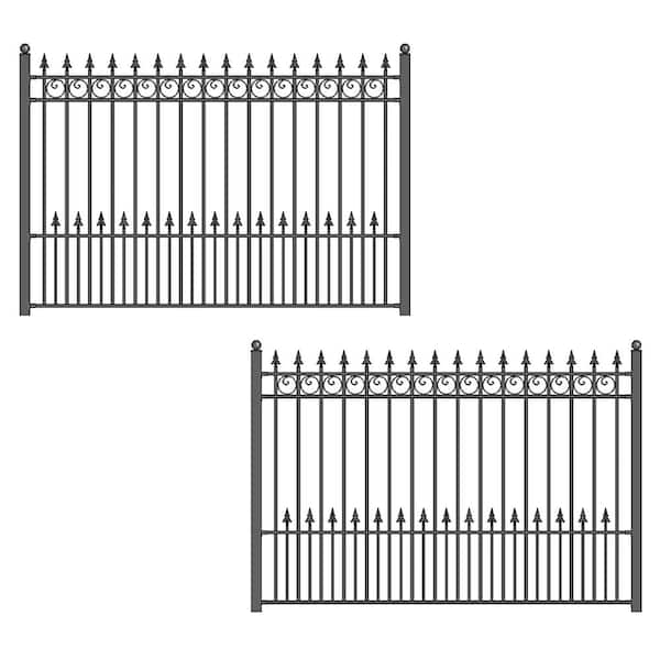 ALEKO 2-Panel Fence Kit London Design 8 ft. x 5 ft. Each Security Fence Panels Steel Fence Kit