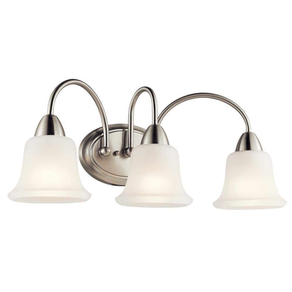 Nicholson 24 in. 3-Light Brushed Nickel Transitional Bathroom Vanity Light with Satin Etched Glass price history on PriceWatchPro