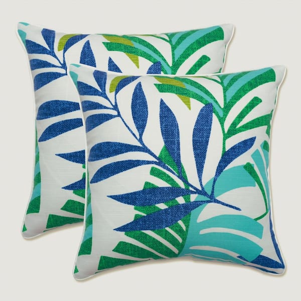 Pillow Perfect Floral Blue Square Outdoor Square Throw Pillow 2-Pack