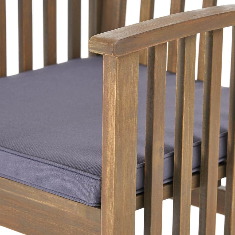 Gray Acacia Wood 5-Piece Patio Dining Set with Cushions