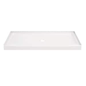 Classic 500 60 in. L x 30 in. W Alcove Shower Pan Base with Center Drain in High Gloss White