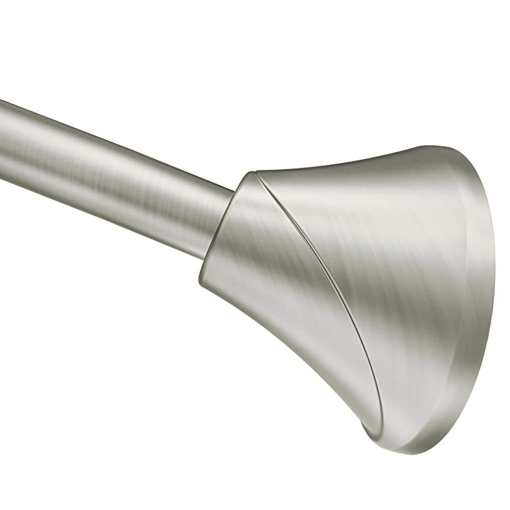 Brushed Nickel 5-Foot Adjustable Tension Curved Shower Curtain Rod
