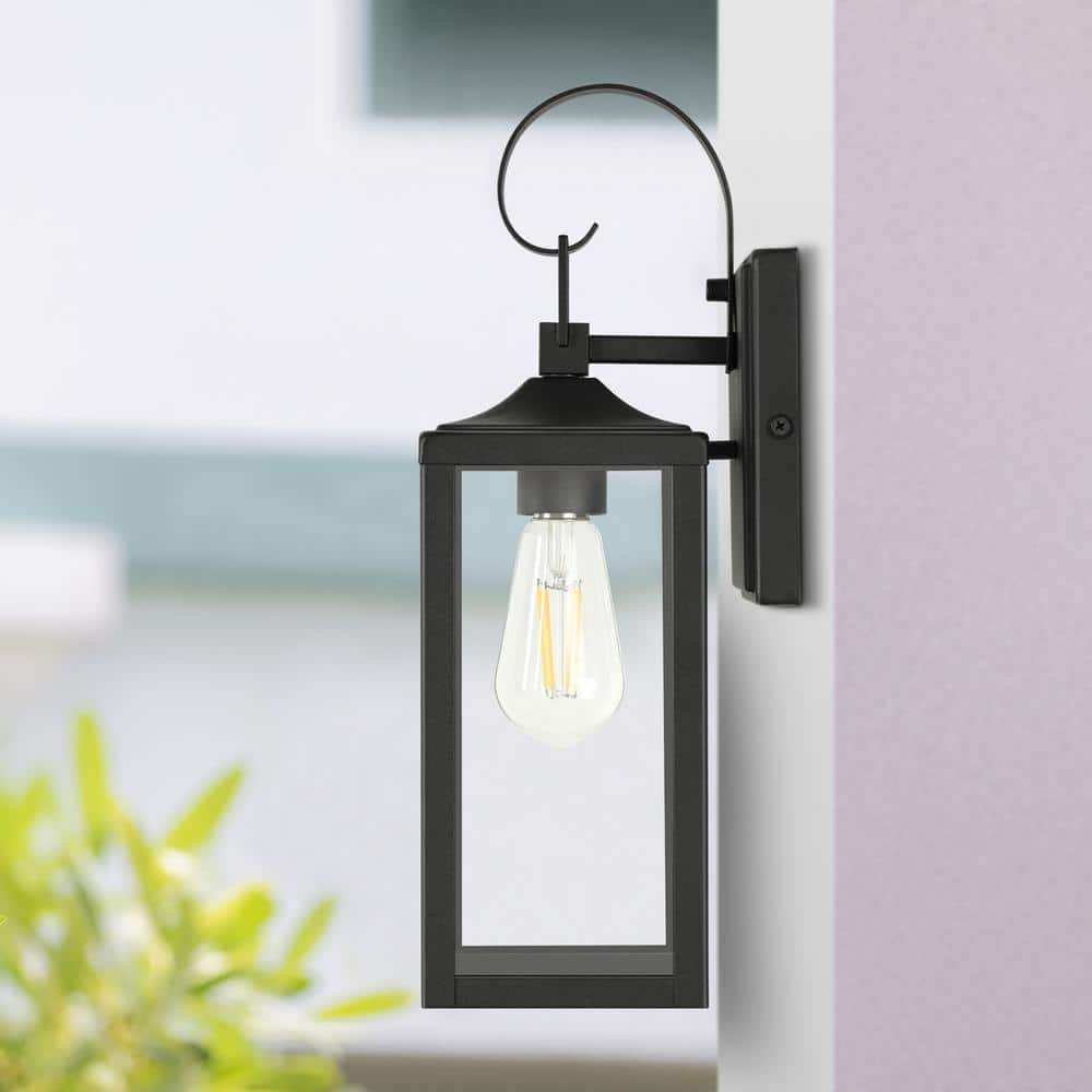 Matte Black 16" Outdoor Wall Lantern with Clear Glass Shade