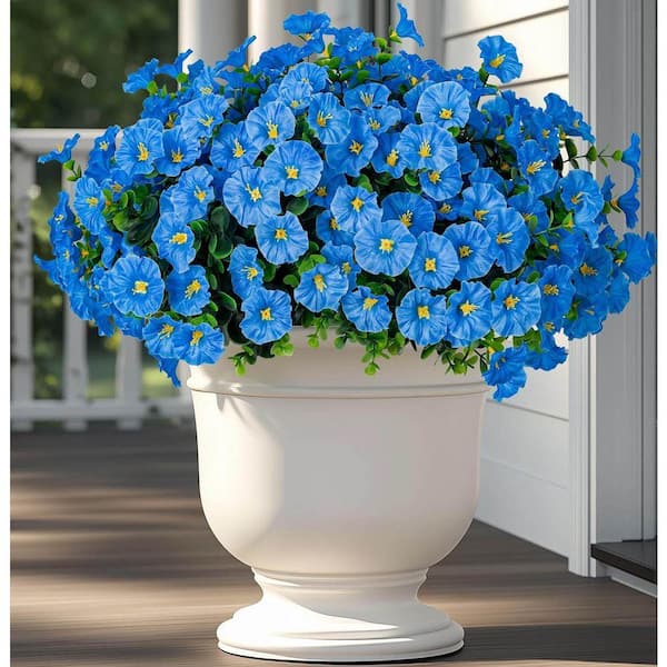 13.78 in Blue Indoor/Outdoor Artificial Morning Glory Fake Flowers