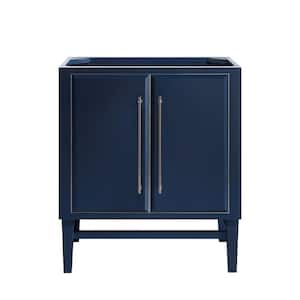 Mason 30 in. Bath Vanity Cabinet Only in Navy Blue with Silver Trim