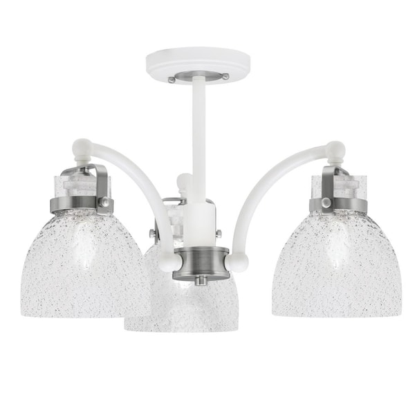 Unbranded Decatur 16.75 in. 3-Light White and Nickel Semi-Flush with 6 in. Smoke Bubble Glass Shade No Bulbs Included