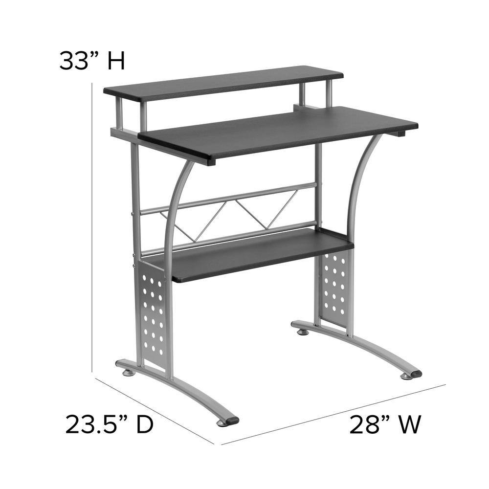 Black Laminate 31" Computer Desk with Keyboard Tray