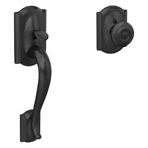 Schlage Custom Camelot Matte Black Single Cylinder Door Handleset with  Whitney Door Handle and Camelot Trim