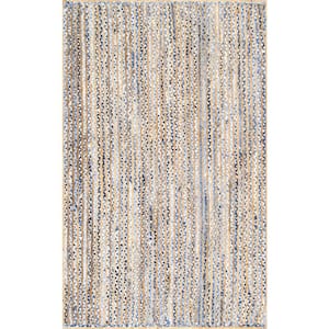 Dara Striped Coastal Jute Blue Doormat 3 ft. x 5 ft. Area Rug