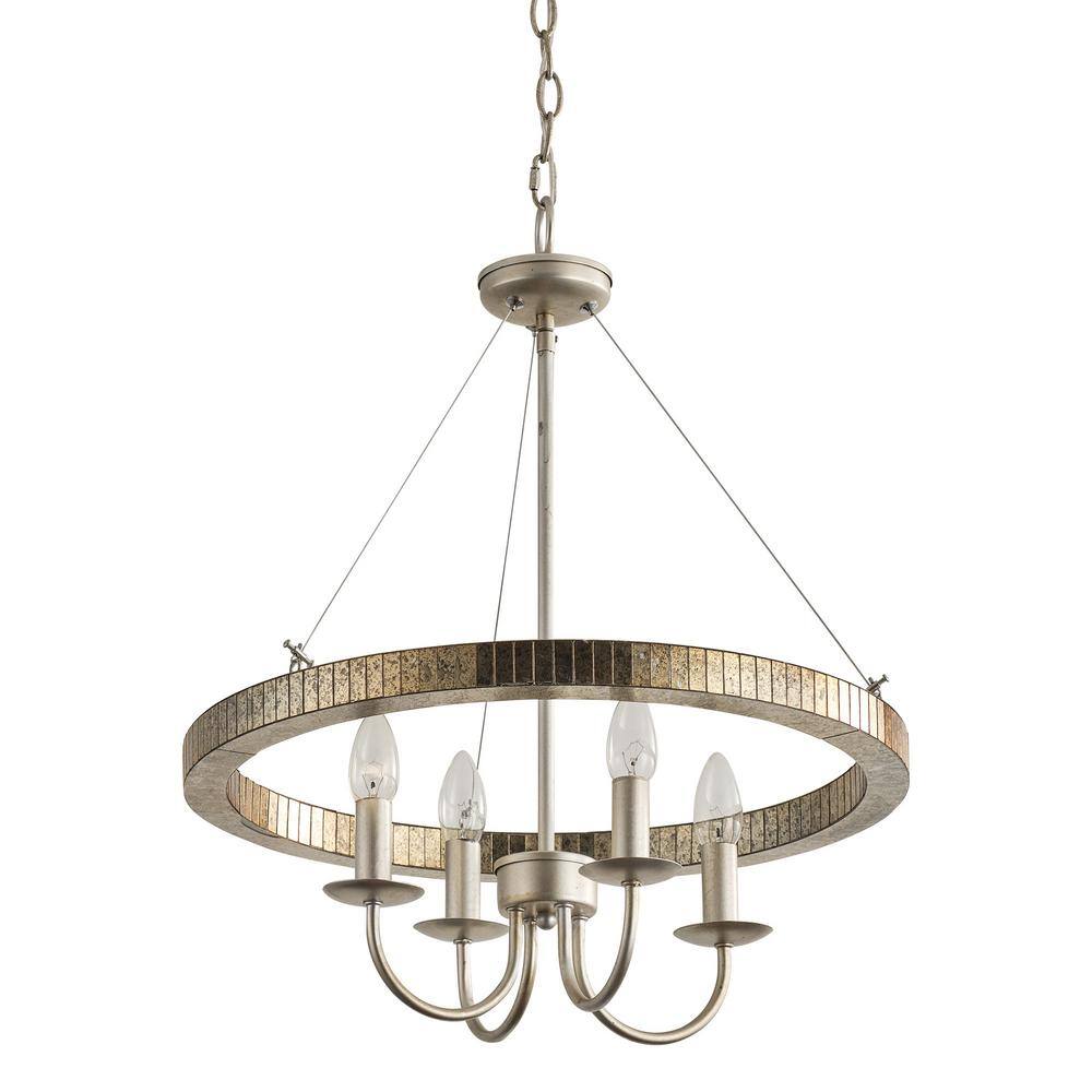 Farmhouse Brushed Nickel Wagon Wheel Candle Style Chandelier - 19.7" W x 23.6" H