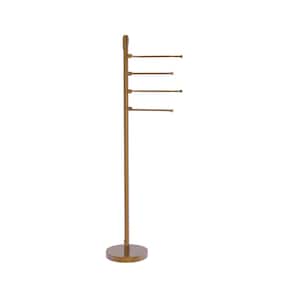 9 in. Towel Bar Stand with 4-Pivoting Swing Arm Towel Holder in Brushed Bronze