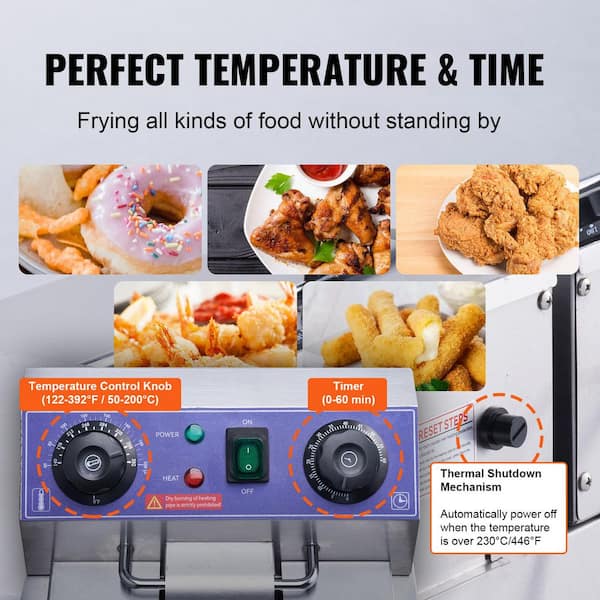 SKYSHALO Commercial Electric 23.2 qt. in Silver Deep Fryer 3000