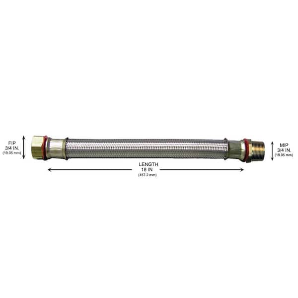 3/4 in. FIP x 3/4 in. MIP x 18 in. Stainless Steel Water Heater Supply Line