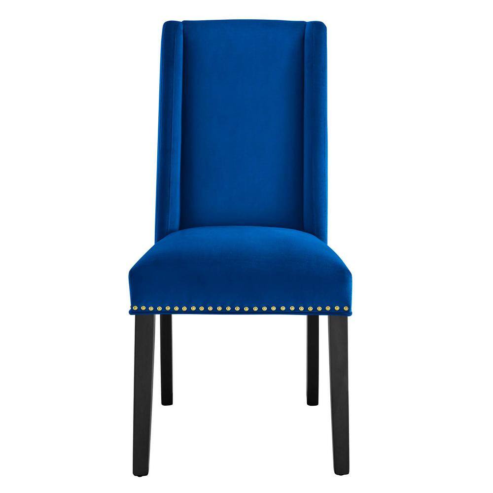 Elegant Navy Velvet Upholstered Side Chair with Wood Frame