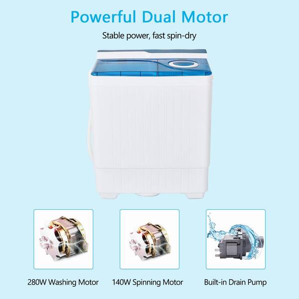 26lbs Portable Washing Machine 2 in 1 Twin Tub Washer with Built-In Drain Pump