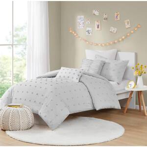 Maize 5-Piece Grey Cotton Twin/Twin XL Comforter Set